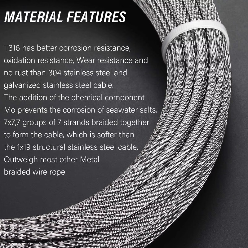 Wire Rope 7X19 Diameter 3.18mm - Stainless Wire Ss316 ulasan dan harga
